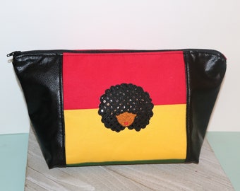 Curly Afro Girl Beauty Bag/Make up Bag/Project Bag/Hair Bag/ Toiletry Bag Natural Hair Care