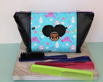 Kids Toiletry Bag/ Beauty Bag/ Project Bag/ Hair Bag/ Amigurumi Hair Supply