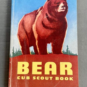 Vintage 1957 Official Boy Scouts Bear Cub Scout Book | Retro Youth Manual | Mid-Century Memorabilia