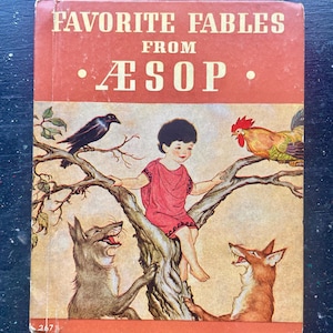 Vintage 1930s Aesop&#39;s Fables Book | Milo Winter Illustrations | Rand McNally & Co. Hardcover | Children&#39;s Classic