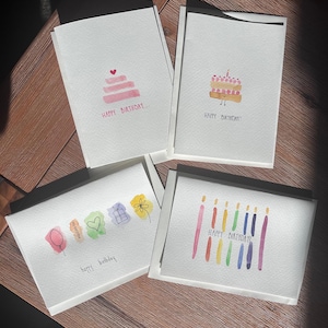 Greeting Card Multipack | Happy Birthday Bundle | Pack of 4 | Hand Painted Watercolour | A6 Blank Cards