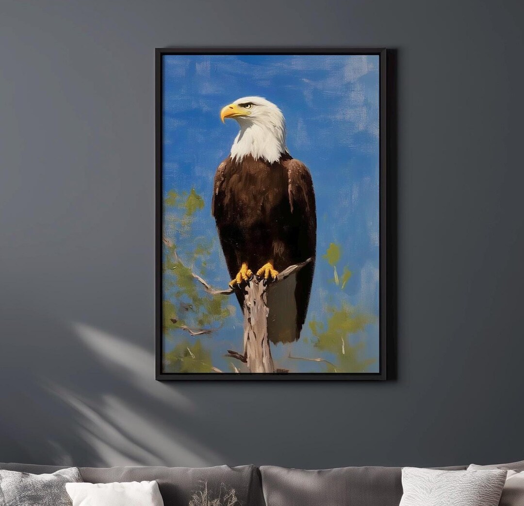 Bald Eagle Oil Painting Print | Majestic Wildlife Canvas Art | American ...