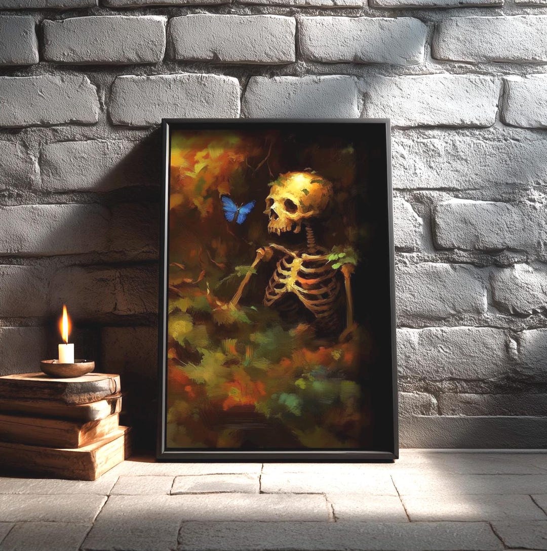 Memento Mori Skull and Butterfly Art | Dark Academia Canvas Print ...