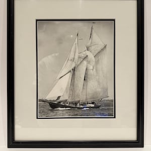 A Rare Antique Photograph of Henry Fords Schooner, Gates and Tripp circa 1928, vintage photograph of a sailing boat.