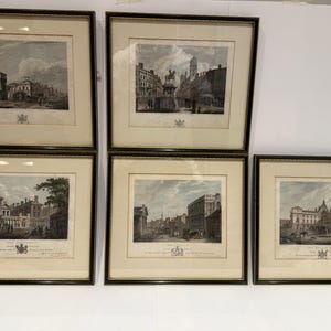 Fine Art British School Etching Thomas Medland 1795 Views of London, Antique Hand Coloured Etchings London