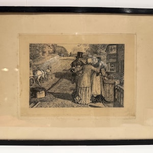 Fine Art Original Antique Etching William Holman Hunt, (British, 1827-1910) 'The Day in the Country'