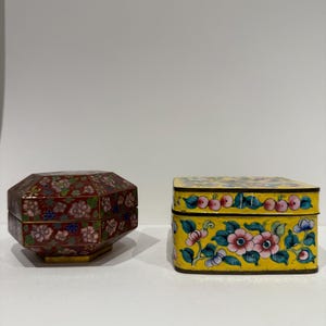 Canton (Guangzu) Chinesische Emaille Schmuckschatulle c. 19.Jh., Vintage chinesische Cloisonné-Emaille-Schmuckkästchen