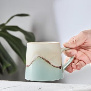 Ceramic Mug Tea Mug Coffee Mug Pastel Green Porcelain China Mug Calm Aesthetic Cup For Home Decor From Jingdezhen Pottery 330ml