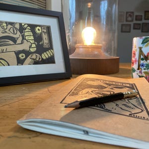 Pokémon inspired meowth Japanese linocut printmaking fanart with Goldleaf