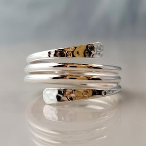 Sterling Silver Wrap Ring, Hammered Wrap ring, Adjustable Wrap ring, Thumb Ring Silver, Textured Wrap Ring, Wrap Around Ring,Statement Ring