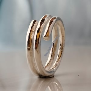 925 Sterling Silver Hammered Ring, Textured Silver Wrap Ring, Adjustable Ring, Thumb Silver Ring, Heavy Silver Thumb Ring, Wrap Around Ring