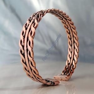 Hammered Braided Copper Cuff Bracelet, Couples Jewelry