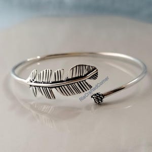 Silver Leaf Bracelet, 925 Sterling Silver Cuff Bracelet, Adjustable Open Leaf Bangle, Hand Crafted Leaf Design Bracelet, Leaf Cuff Bracelet