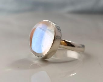 Handmade Angel Aura Quartz 925 Sterling Silver Ring, Bohemian Jewelry