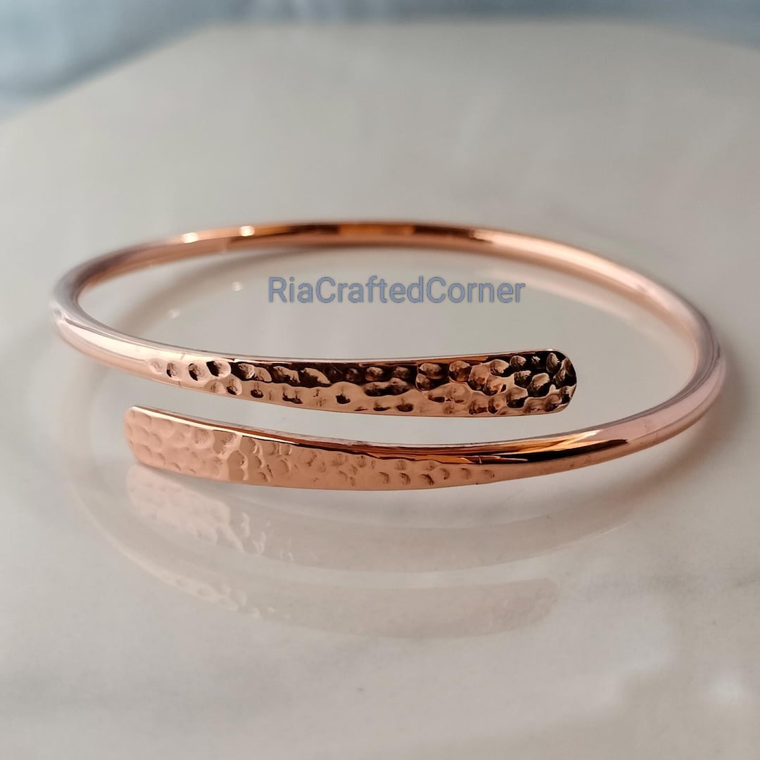 Hammered Pure Copper Wrap Bracelet, Minimalist Bangle, Gift for Her - Etsy