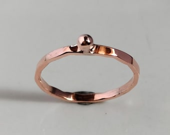 Skinny Hammered Copper Ring, Minimalist Band
