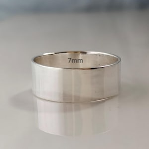 925 Sterling Silver Band Ring, Smooth Silver Band Ring, 7mm Flat Band Ring, Wedding Band Ring, Thumb Ring Silver, Plain Silver Band Ring