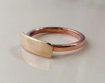 Minimalist Solid Copper Ring, Hammered Band, Gift for Her