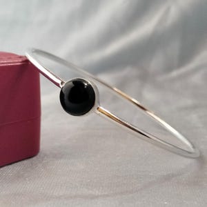 Black Onyx Gemstone 925 Sterling Silver Bangle, Silver Bangle, Gemstone Jewelry Handmade Bracelet, Statement Bangle, Women's Gifts
