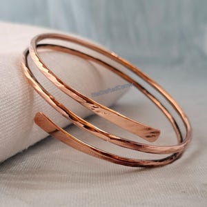 Handmade Pure Copper Wrap Bracelet, Hammered Bangle