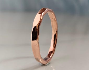 Skinny Hammered Copper Ring – Minimalist Stacking Band