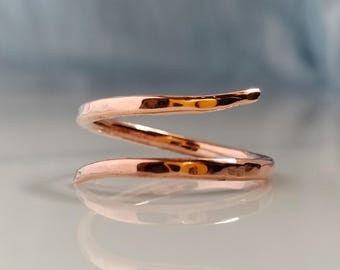 Hammered Copper Wrap Ring, Adjustable Thumb Ring
