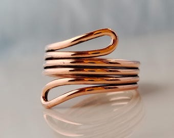 Handmade Pure Copper Wire Wrap Ring, Minimalist Jewelry