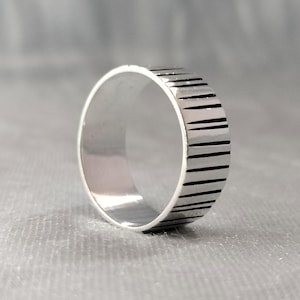 Textured Silver Band Ring - Rustic Sterling Silver - Textured Sterling Silver Ring - Minimalist Ridged Band - Ring for Men & Women
