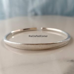 Hand Crafted Silver Cuff Bracelet - Adjustable Open Bangle - Men&#39;s Bracelet- Cuff for Women/ for Couples - Silver Bangle Bridesmaid Gift