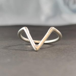 925 Sterling Silver Chevron Stacking Ring, Silver Wishbone Ring, Sterling Silver Ring, Thumb Rings for Women, Birthday Gift Ring for Her