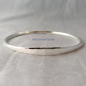 925 Sterling Silver Smooth Bracelet/Bangle, Thick Silver Bangle, Handcrafted Silver Bracelet, Stackable Bracelet, Bridesmaid Gift Bangle