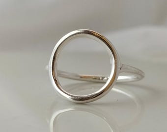 Sterling Silver Open Circle Ring, Minimalist Karma Ring