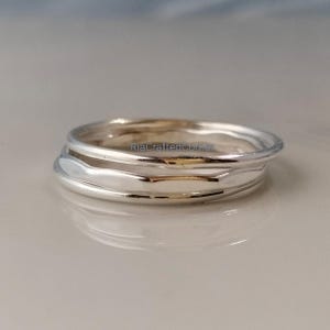 3er Set Stapelringe, Sterling Silber Ring, Stapelbare Ringe, Schmaler Silberring, Minimalistischer Silber Bandring, Statement Ring
