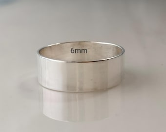 925 Sterling Silver 6mm Band Ring, Wedding Jewelry