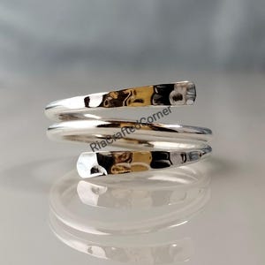 Hammered Sterling Silver Adjustable Wrap Ring, Boho Thumb Ring