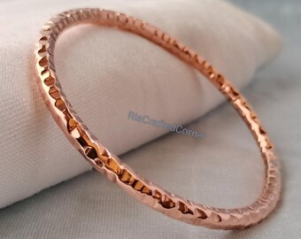 Hammered Heavy Copper Bangle, Men's Solid Copper Bracelet