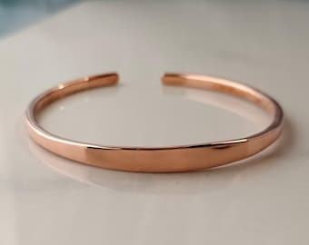 Pure Copper Cuff Bracelet, Adjustable Minimalist Design