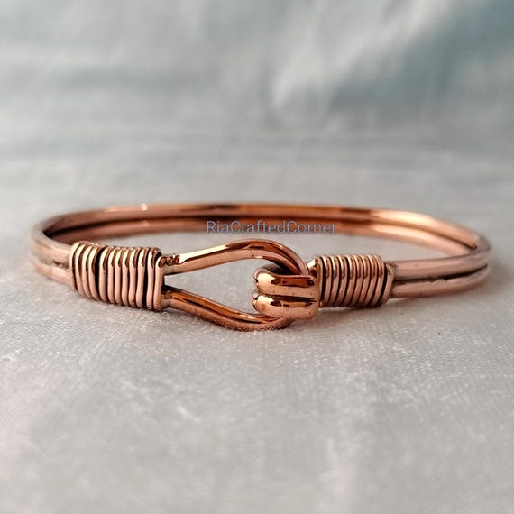 Wire Wrapped Pure Copper Bracelet - Adjustable Healing Jewelry