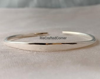 Hammered Sterling Silver Cuff Bracelet – Adjustable Unisex Bangle