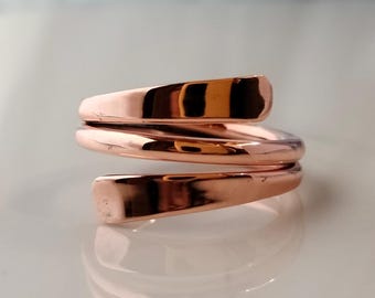 Anel de cobre martelado, anel para polegar com artrite