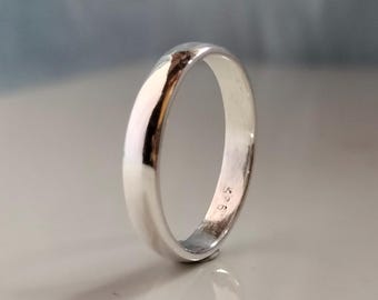 Anello Comfort Fit in argento sterling, fascia da 4 mm, anello nuziale o per il pollice