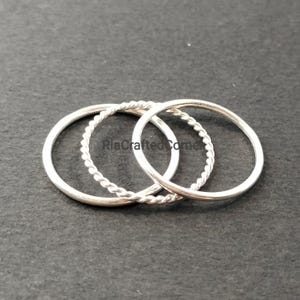 Feine Sterling Silber Ringe, 3er Set Stapelring, dünner Ring, zierlicher Silberring, winziger Silberring, dünner Ring, minimalistischer Schmuck