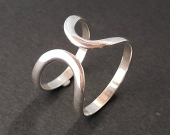 Sterlingzilveren verstelbare vingerspalkring, knokkelring