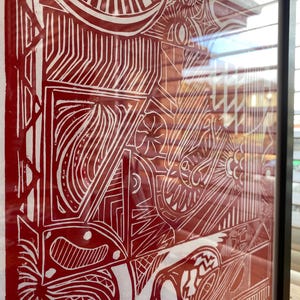 Framed Abstract Linoprint