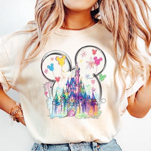 Disney Watercolor Castle Comfort Shirt, Disney Minnie Shirt, Disney Family Vacation T-Shirt, Disney Castle Shirt, Disney Trip Shirt