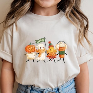 Kids Halloween Shirt Spooky Season Toddler Tee, Cute Spooky Squad Graphic Top, Whimsical Fall Pumpkin Ghost Apparel, Autumn School Outfit