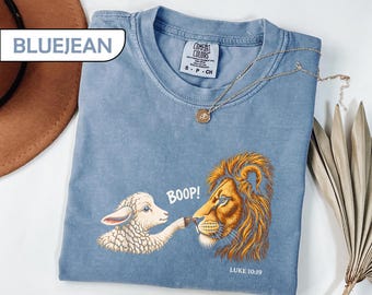 Comfort Colors® Luke 10:19 Boop Shirt, Lion and Lamb Bible Tee, Funny Christian T-Shirt, Gospel Humor Apparel, Minimalist Faith Top