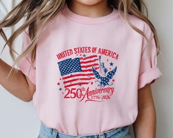 250th Anniversary Shirt Patriotic Kids Tee, USA 1776-2026 Youth T-Shirt, American Pride Sweatshirt, Historical Commemorative Crewneck