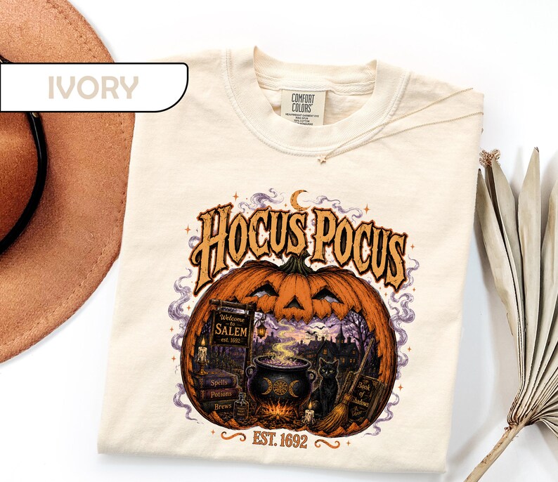 Comfort Colors® Salem Halloween Shirt, Spooky Season Witchy Tee, Witch City Massachusetts T-Shirt, Retro Pumpkin Graphic Tees image 9
