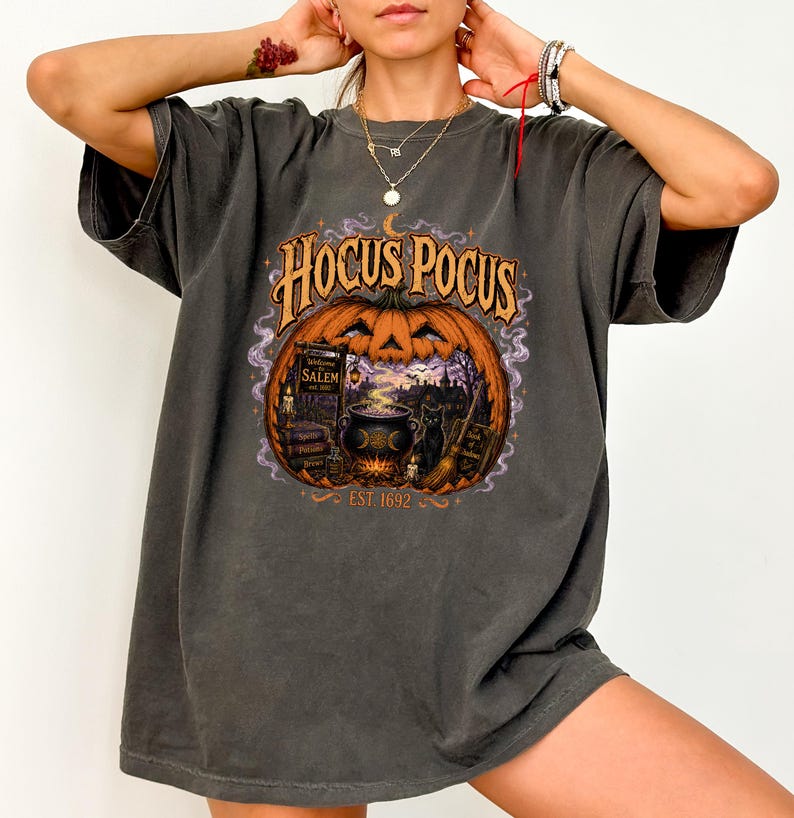 Comfort Colors® Salem Halloween Shirt, Spooky Season Witchy Tee, Witch City Massachusetts T-Shirt, Retro Pumpkin Graphic Tees image 1